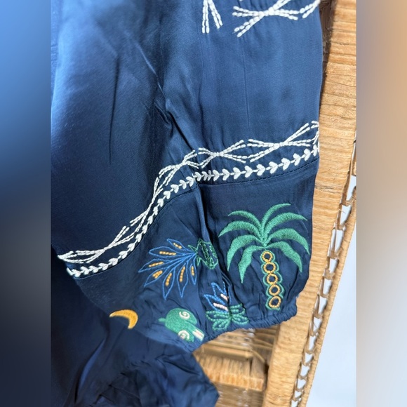 Johnny Was Lexie Tiered Mini Dress Navy Embroidered Petite Small NWT $350 - Picture 10 of 10